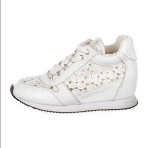 Ash White Leather Wedge Sneakers